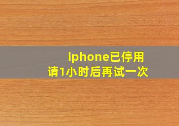 iphone已停用 请1小时后再试一次